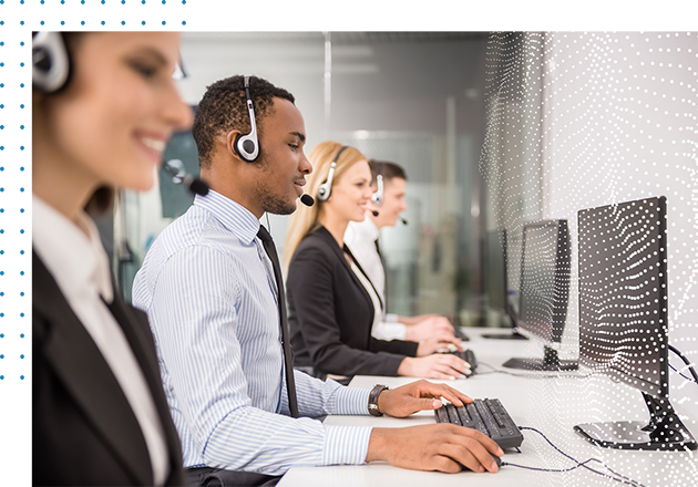 call center employees on the phone